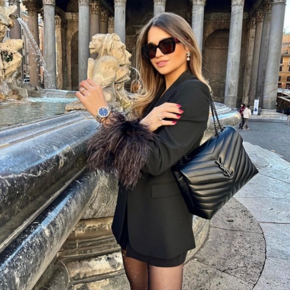 “Last one”ZARA BLOGGERS FAV FEATHER TRIM BLAZER - Picture 12 of 16